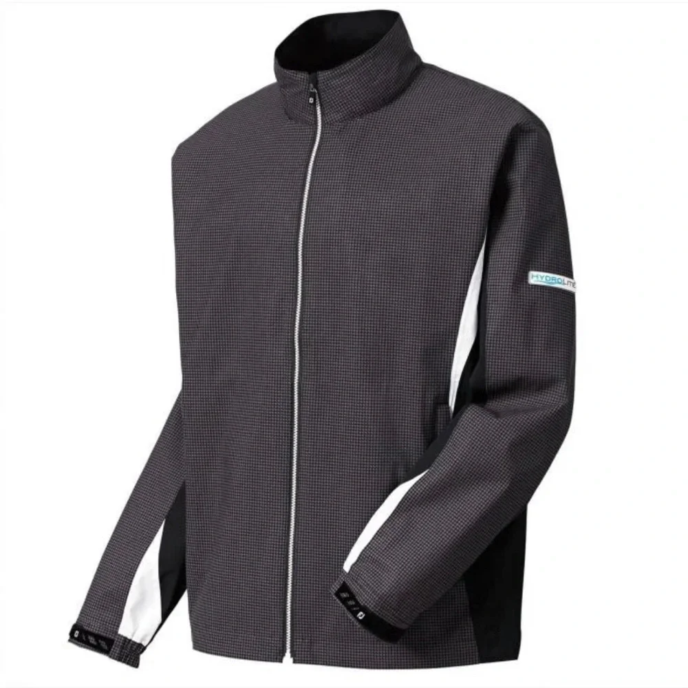 FootJoy Men's HydroLite ZIP Golf Rain Jacket WATERPROOF CHARCOAL HOUNDSTOOTH XL - Picture 1 of 16